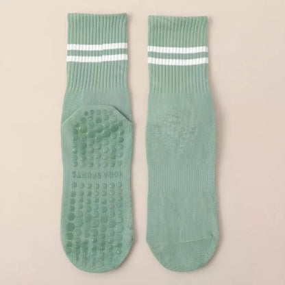 Mid Calf Grippy Socks Yoga For Year Round Comfort - Light Green / one size