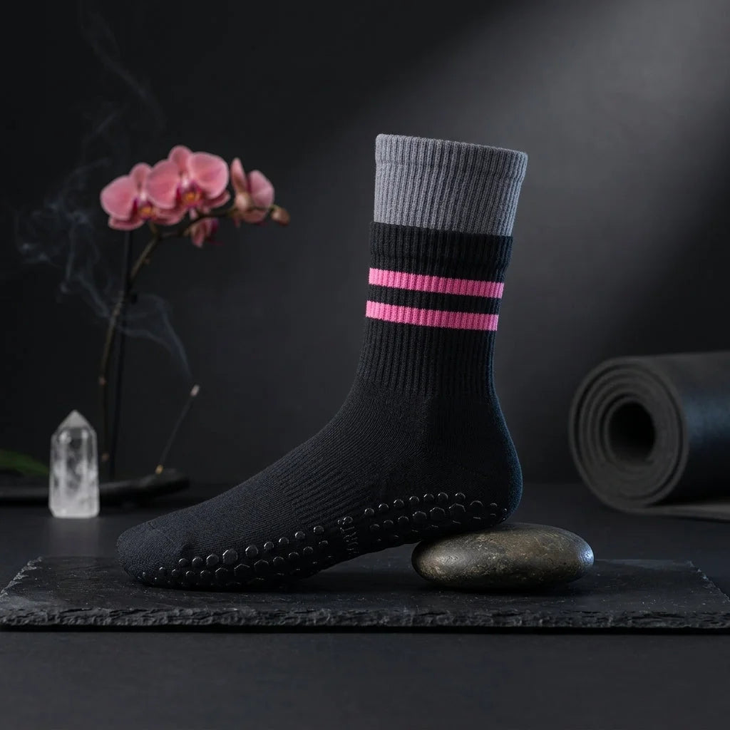 Mid Calf Pilates Grip Socks For Women’s Studio Flow