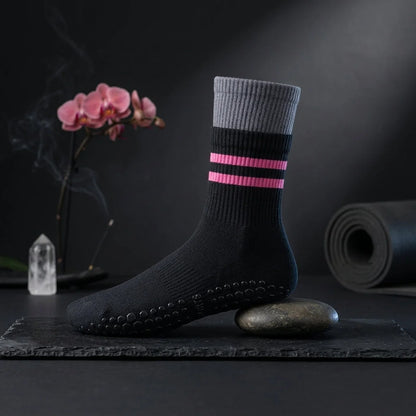 Mid Calf Pilates Grip Socks For Women’s Studio Flow