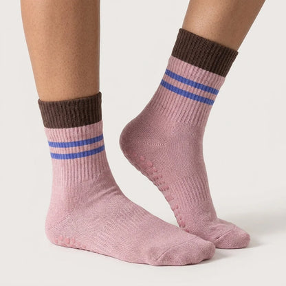 Mid Calf Pilates Grip Socks For Women’s Studio Flow