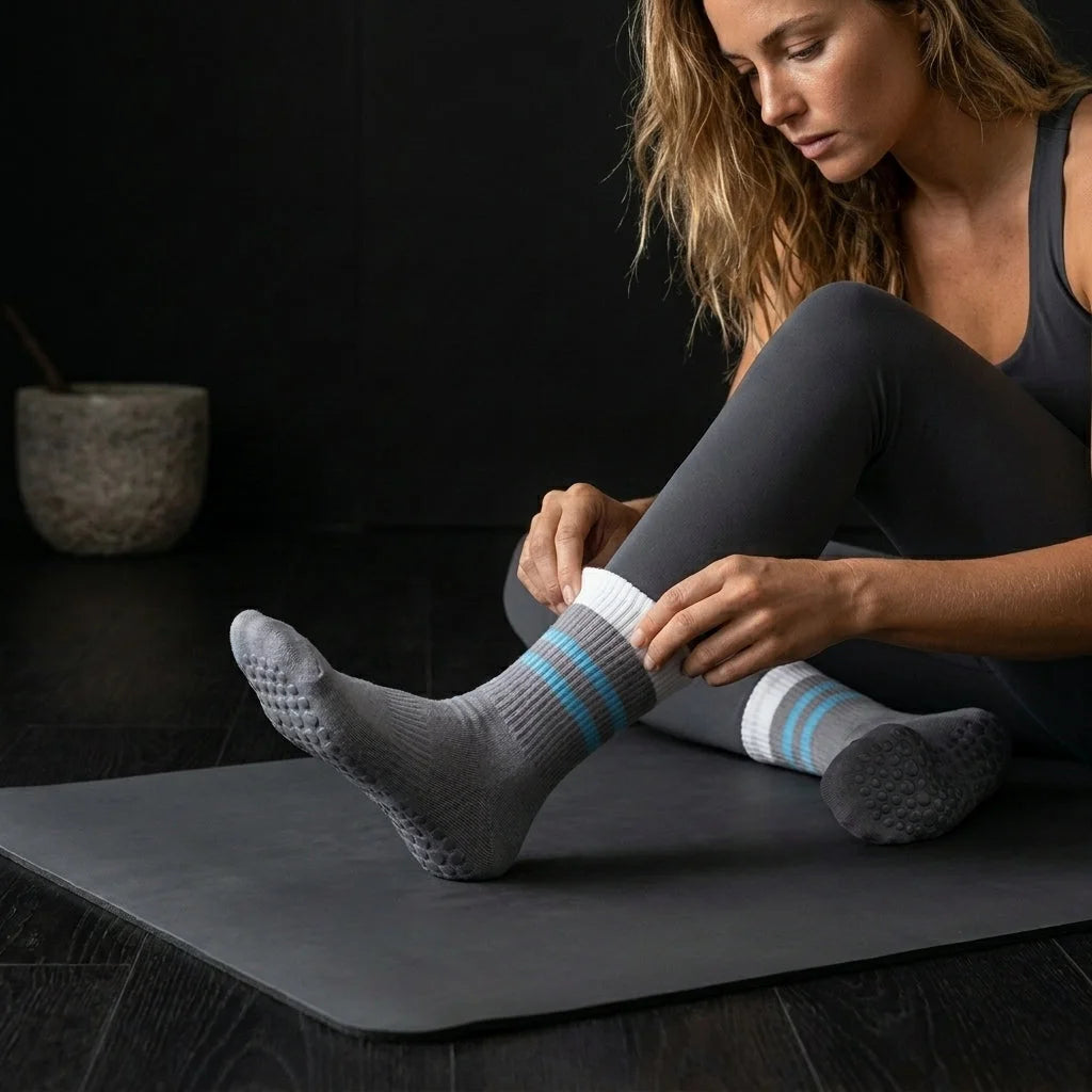 Mid Calf Pilates Grip Socks For Women’s Studio Flow