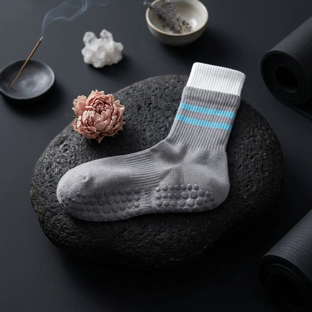 Mid Calf Pilates Grip Socks For Women’s Studio Flow