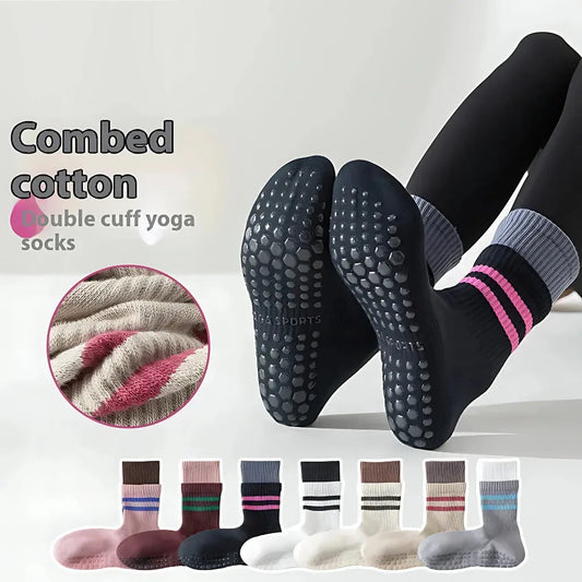 Mid Calf Pilates Grip Socks For Women’s Studio Flow