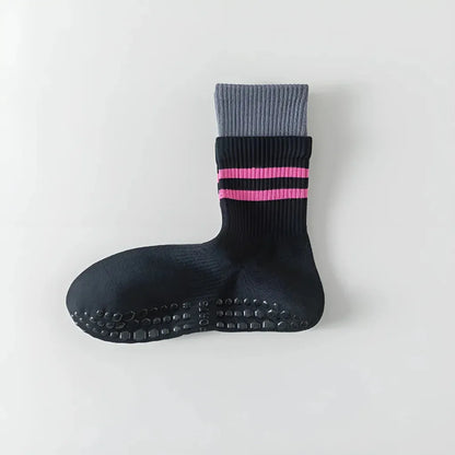 Mid Calf Pilates Grip Socks For Women’s Studio Flow - Black / one size