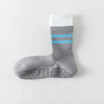 Mid Calf Pilates Grip Socks For Women’s Studio Flow - Gray / one size