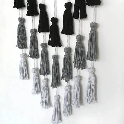 Minimalist Boho Woven Wall Art With Tassel Detailing - Mixed colors