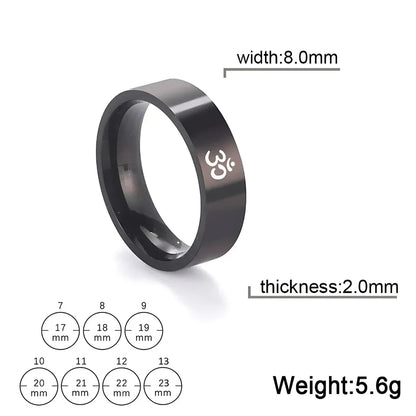 Minimalist Stainless Steel Metal Rings - Black 8mm / 7