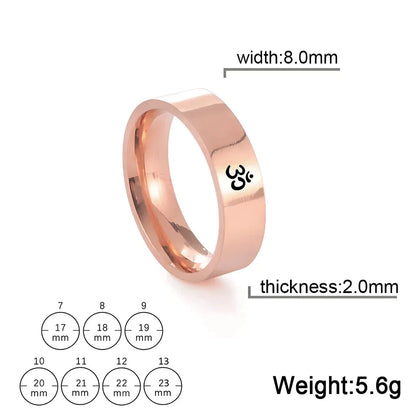 Minimalist Stainless Steel Metal Rings - Rose Gold 8mm / 7
