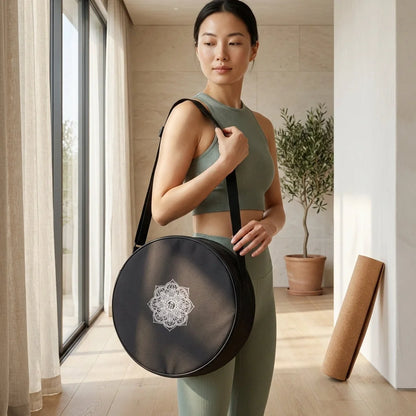 Minimalist Yoga Wheel Bag With Adjustable Straps - Black