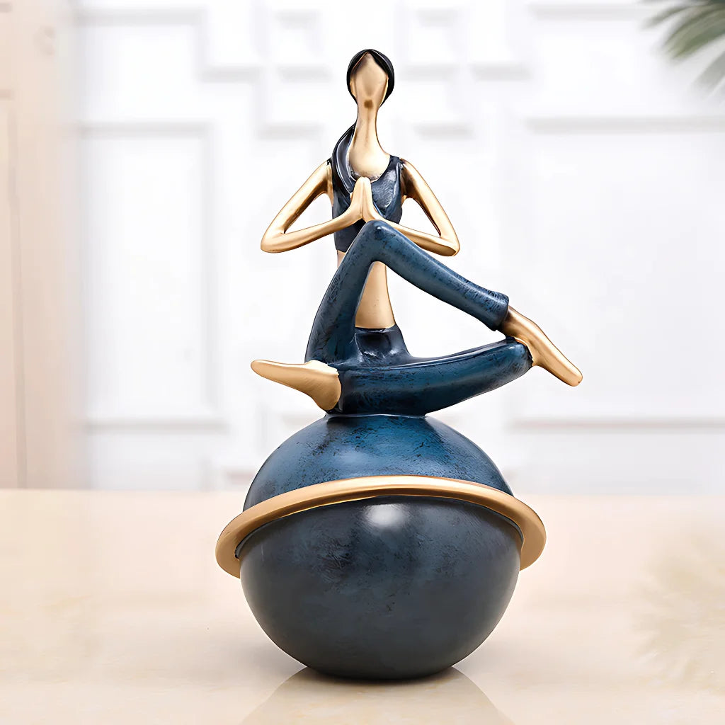 Modern Resin Statuette Yoga Pose Figurine - I / 30.5x14x14cm