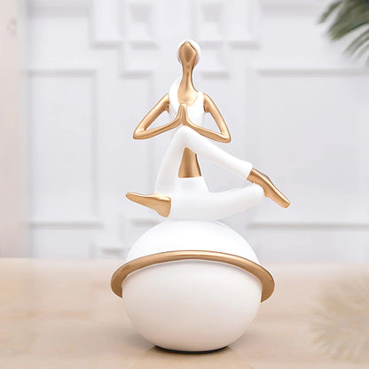Modern Resin Statuette Yoga Pose Figurine - J / 30.5x14x14cm