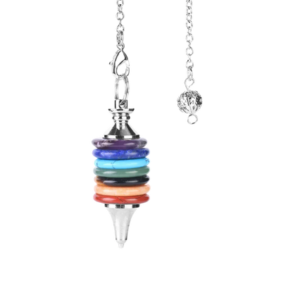 Multi-Stone Crystal Pendulum Dowsing Necklace - Seven Chakras