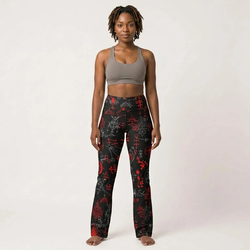 Mystic Alchemy Black Flare Legging With Magic Symbols