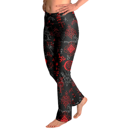 Mystic Alchemy Black Flare Legging With Magic Symbols