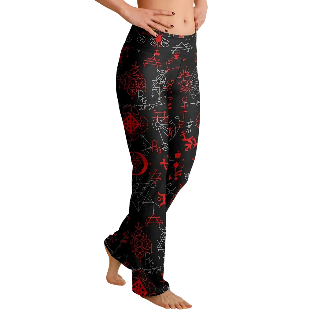 Mystic Alchemy Black Flare Legging With Magic Symbols
