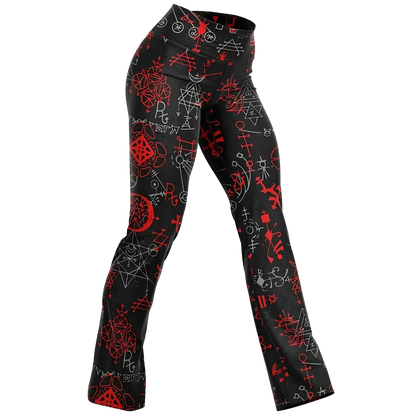 Mystic Alchemy Black Flare Legging With Magic Symbols - XS