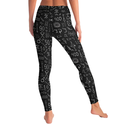 Mystic Alchemy Print Legging Black With Sacred Symbols