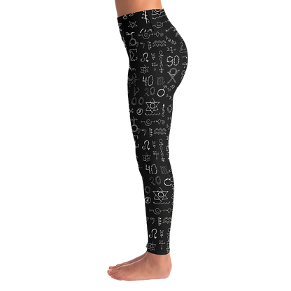 Mystic Alchemy Print Legging Black With Sacred Symbols