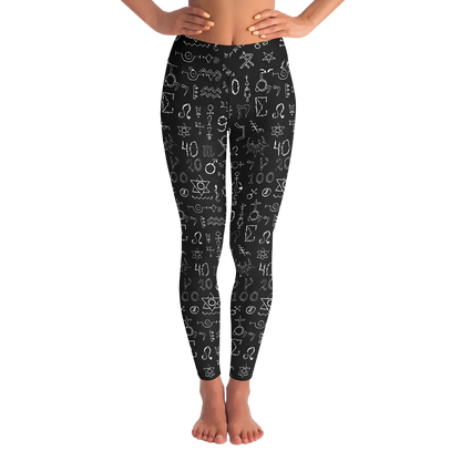 Mystic Alchemy Print Legging Black With Sacred Symbols - XS