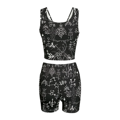 Mystic Alchemy Print Yoga Set Shorts For Women