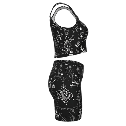 Mystic Alchemy Print Yoga Set Shorts For Women