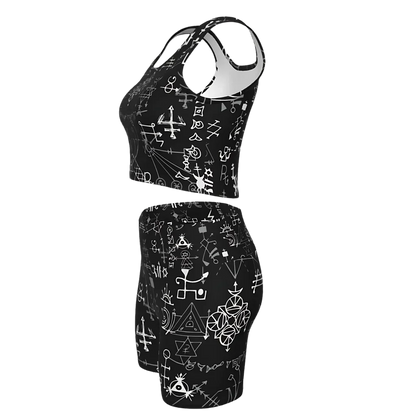 Mystic Alchemy Print Yoga Set Shorts For Women