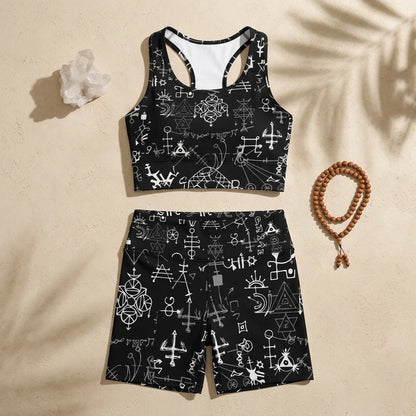 Mystic Alchemy Print Yoga Set Shorts For Women