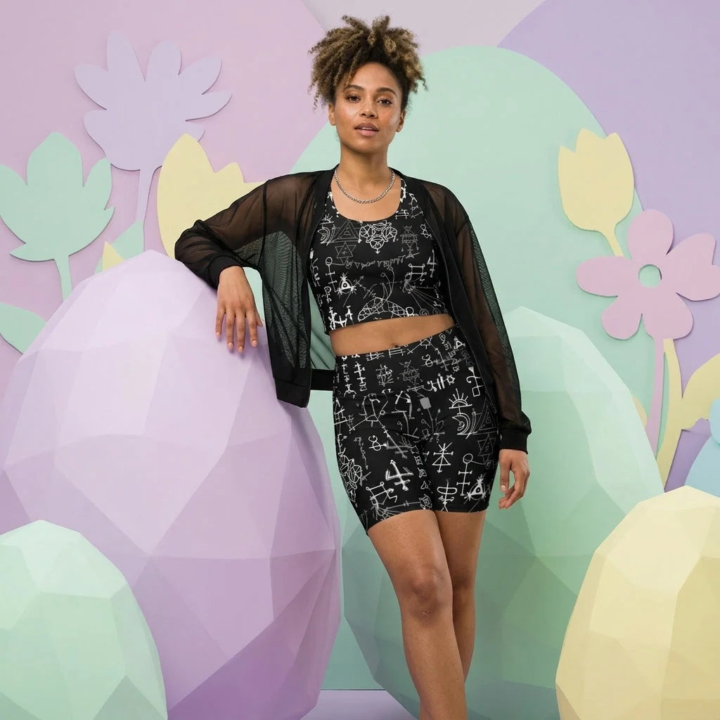 Mystic Alchemy Print Yoga Set Shorts For Women