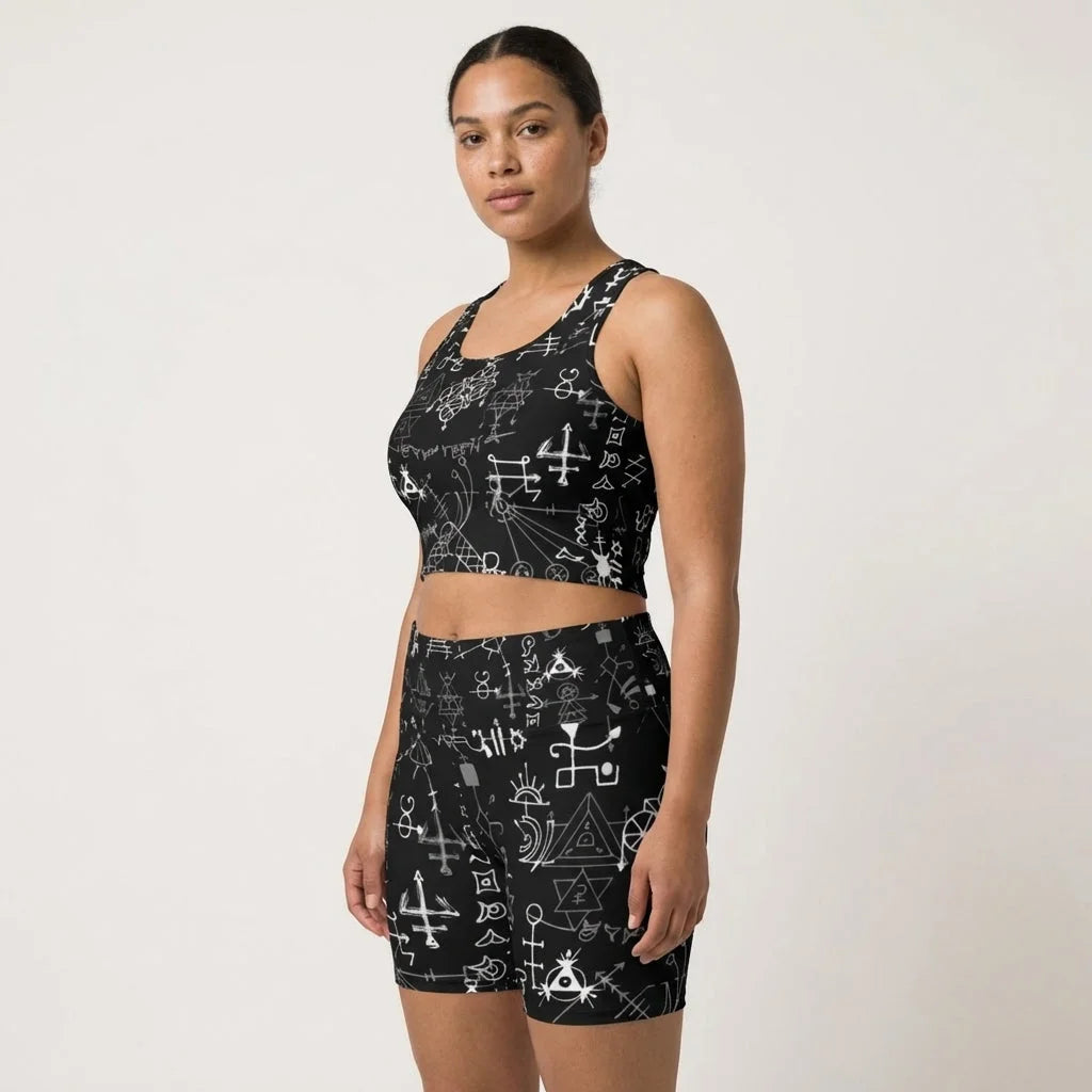 Mystic Alchemy Print Yoga Set Shorts For Women