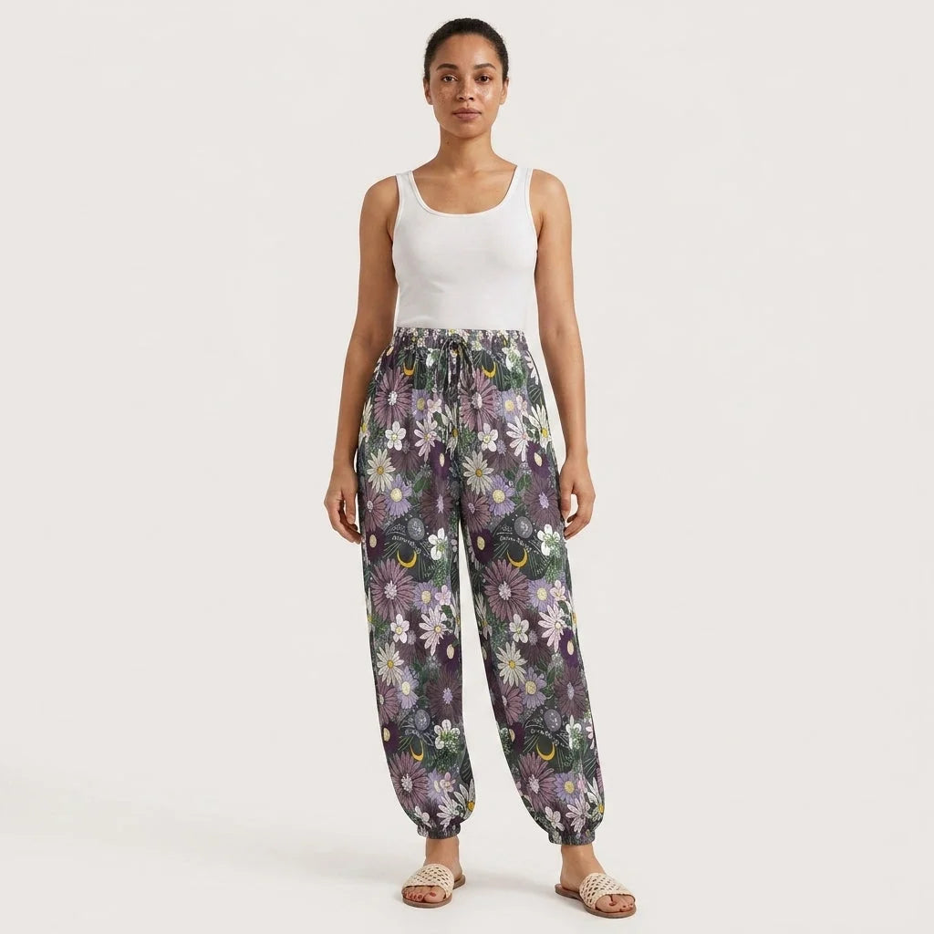 Mystic Bloom Harem Pant With Planchette Motif