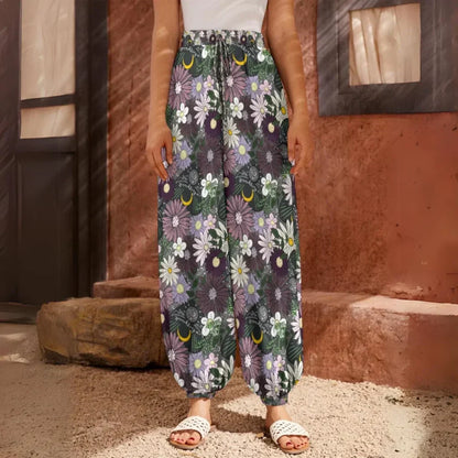 Mystic Bloom Harem Pant With Planchette Motif