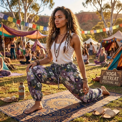 Mystic Bloom Harem Pant With Planchette Motif