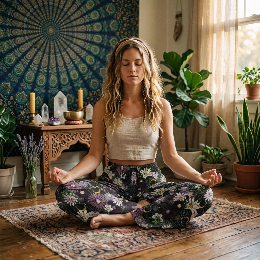 Mystic Bloom Jogging Flare Pants With Planchette Print