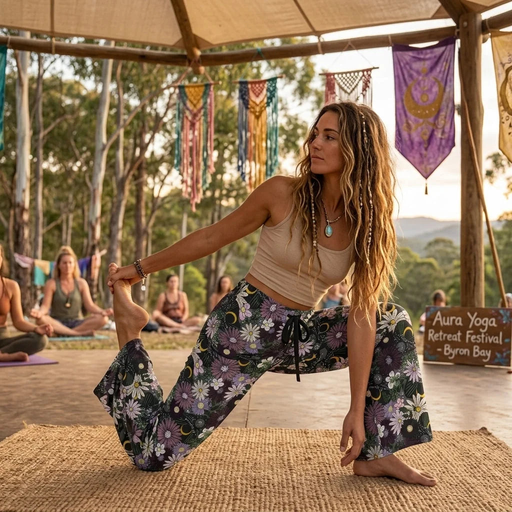Mystic Bloom Jogging Flare Pants With Planchette Print