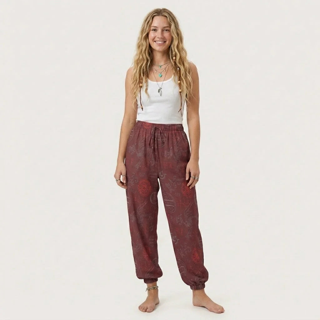 Mystic Dragon Women’s Harem Pants in Maroon