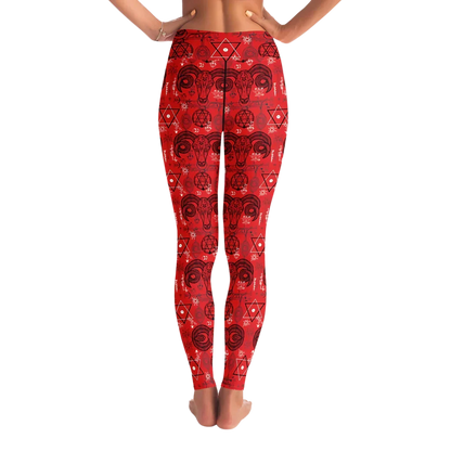 Mystic Geometry Red Yoga Leggings With Occult Design