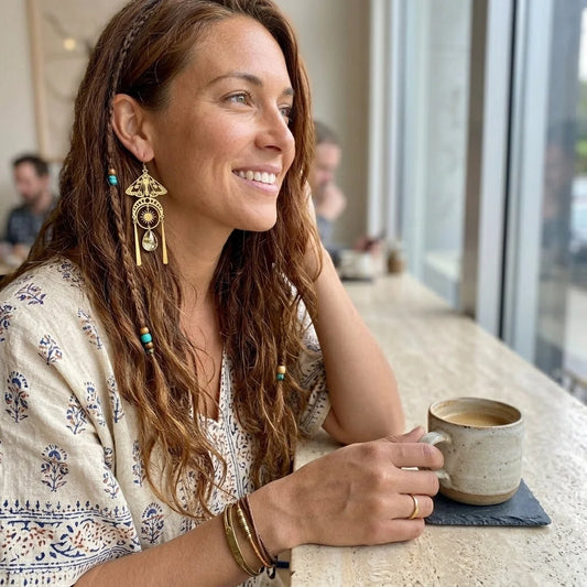 Mystic Moth Boho Earrings For Women - Gold