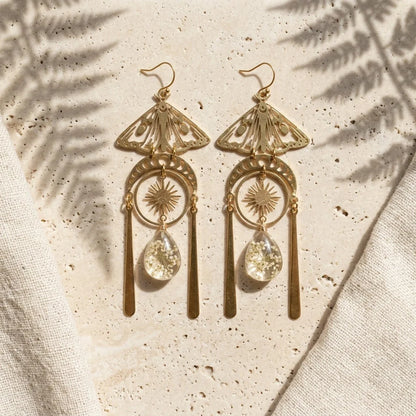Mystic Moth Boho Earrings For Women - Gold