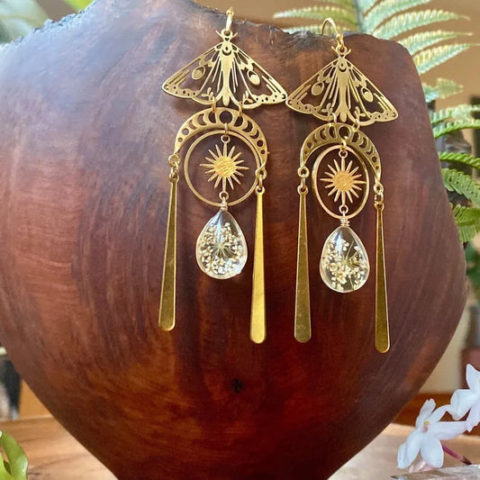 Mystic Moth Boho Earrings For Women - Gold