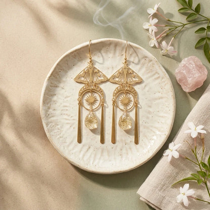 Mystic Moth Boho Earrings For Women - Gold