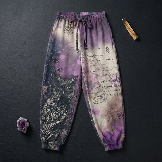 Mystic Owl Womens Harem Trousers in Purple Mist