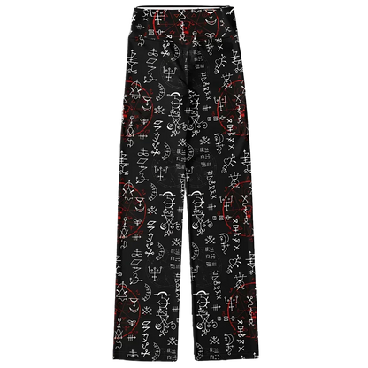 Mystic Print Black Flared Leggings With Alchemy Symbols