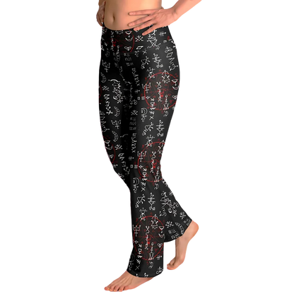 Mystic Print Black Flared Leggings With Alchemy Symbols