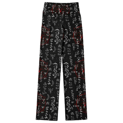 Mystic Print Black Flared Leggings With Alchemy Symbols