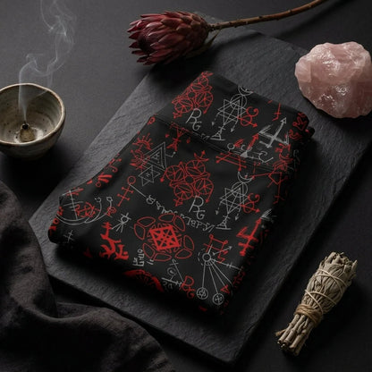 Mystic Print Black Yoga Pants For Women With Sacred Symbols