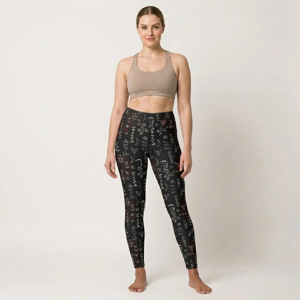 Mystic Print Leggings Black With Alchemy Symbols