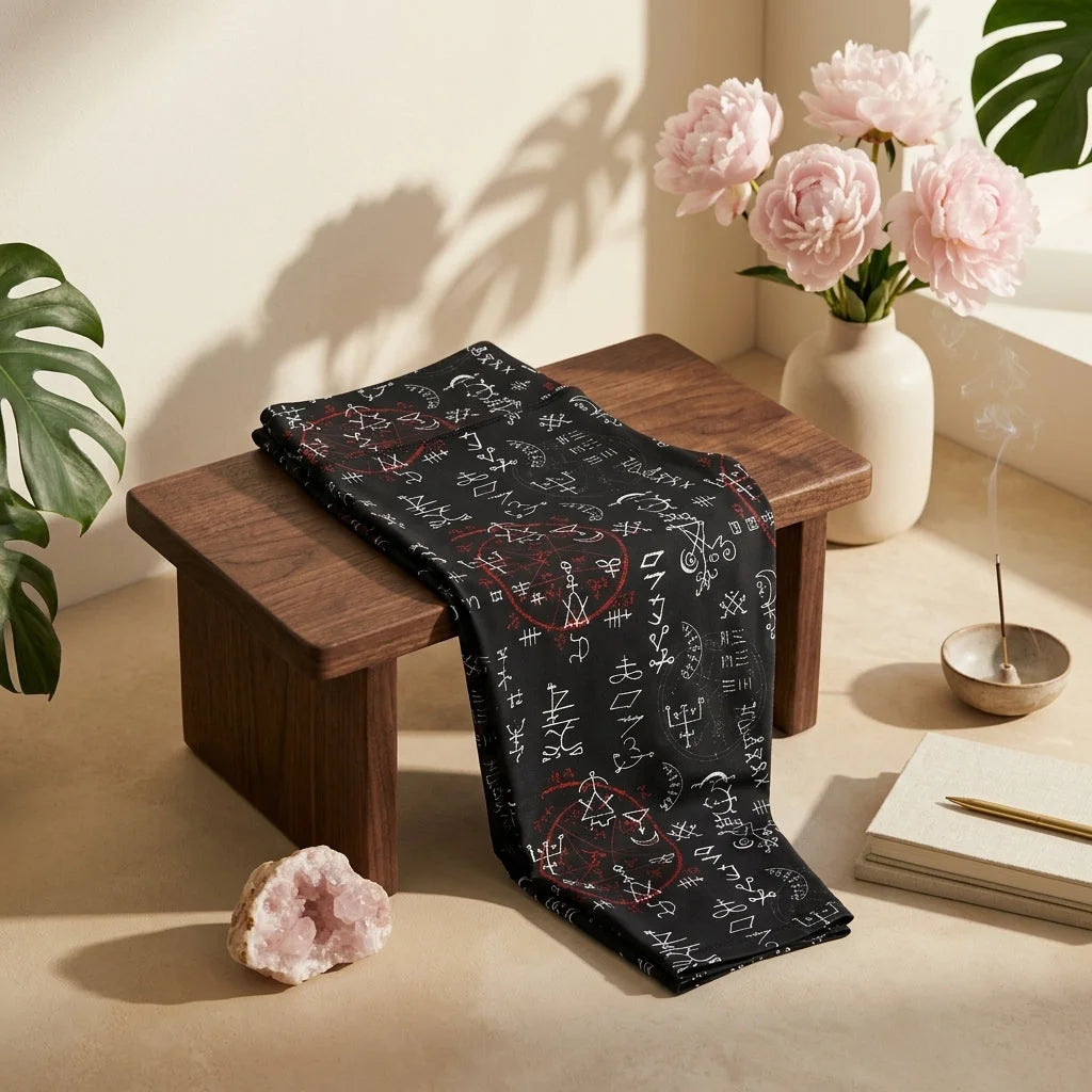 Mystic Print Leggings Black With Alchemy Symbols