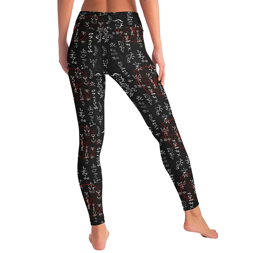 Mystic Print Leggings Black With Alchemy Symbols
