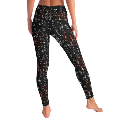 Mystic Print Leggings Black With Alchemy Symbols