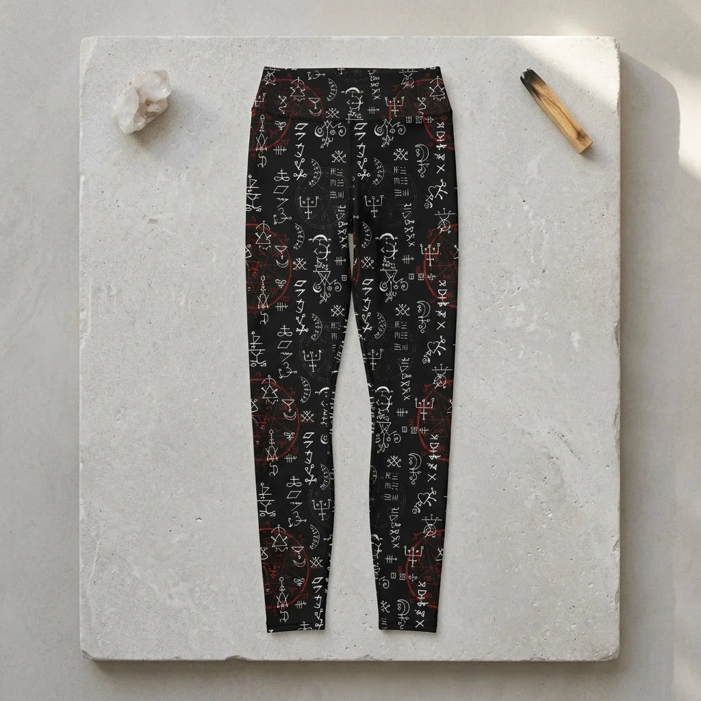 Mystic Print Leggings Black With Alchemy Symbols